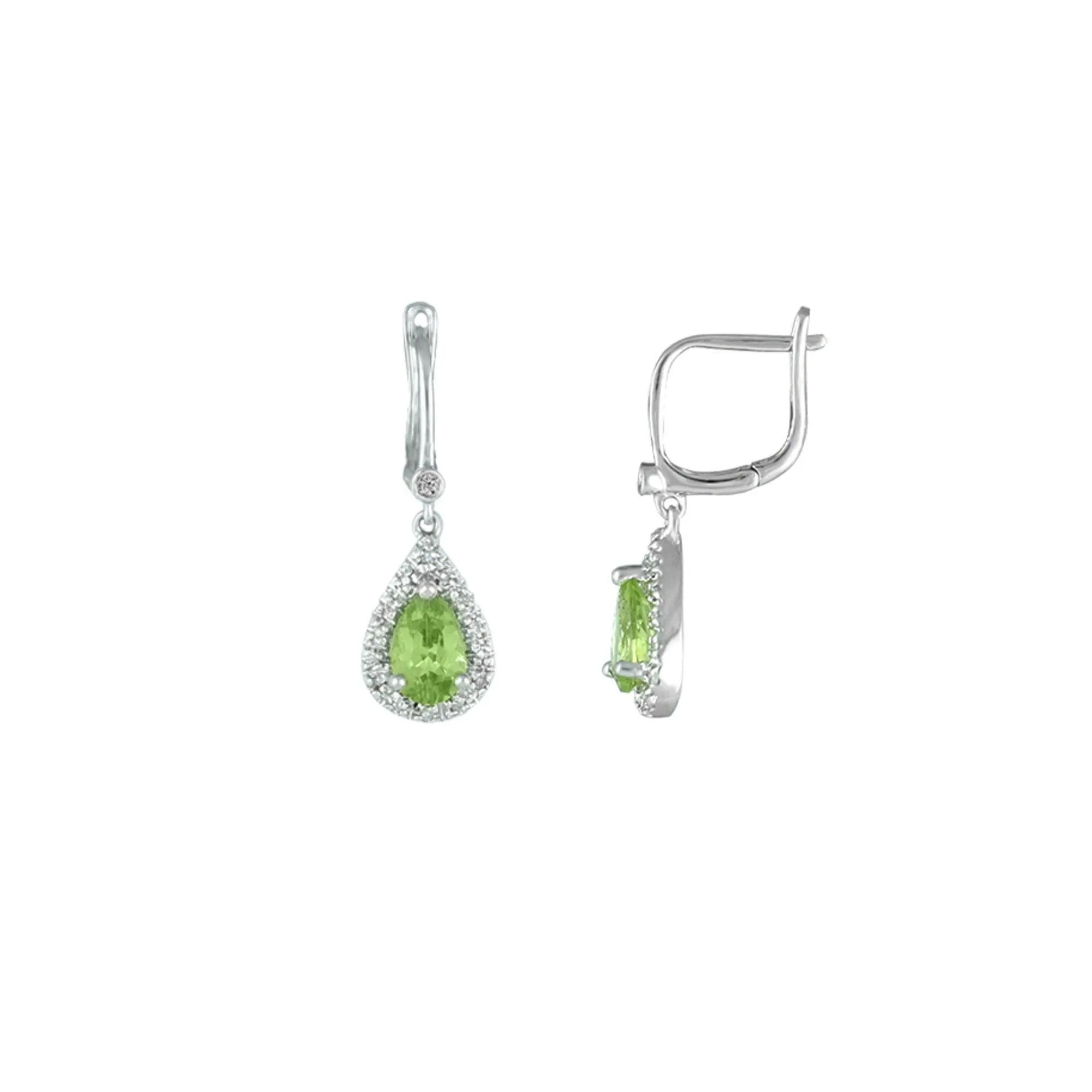Peridot and Diamond Sterling Silver Earrings