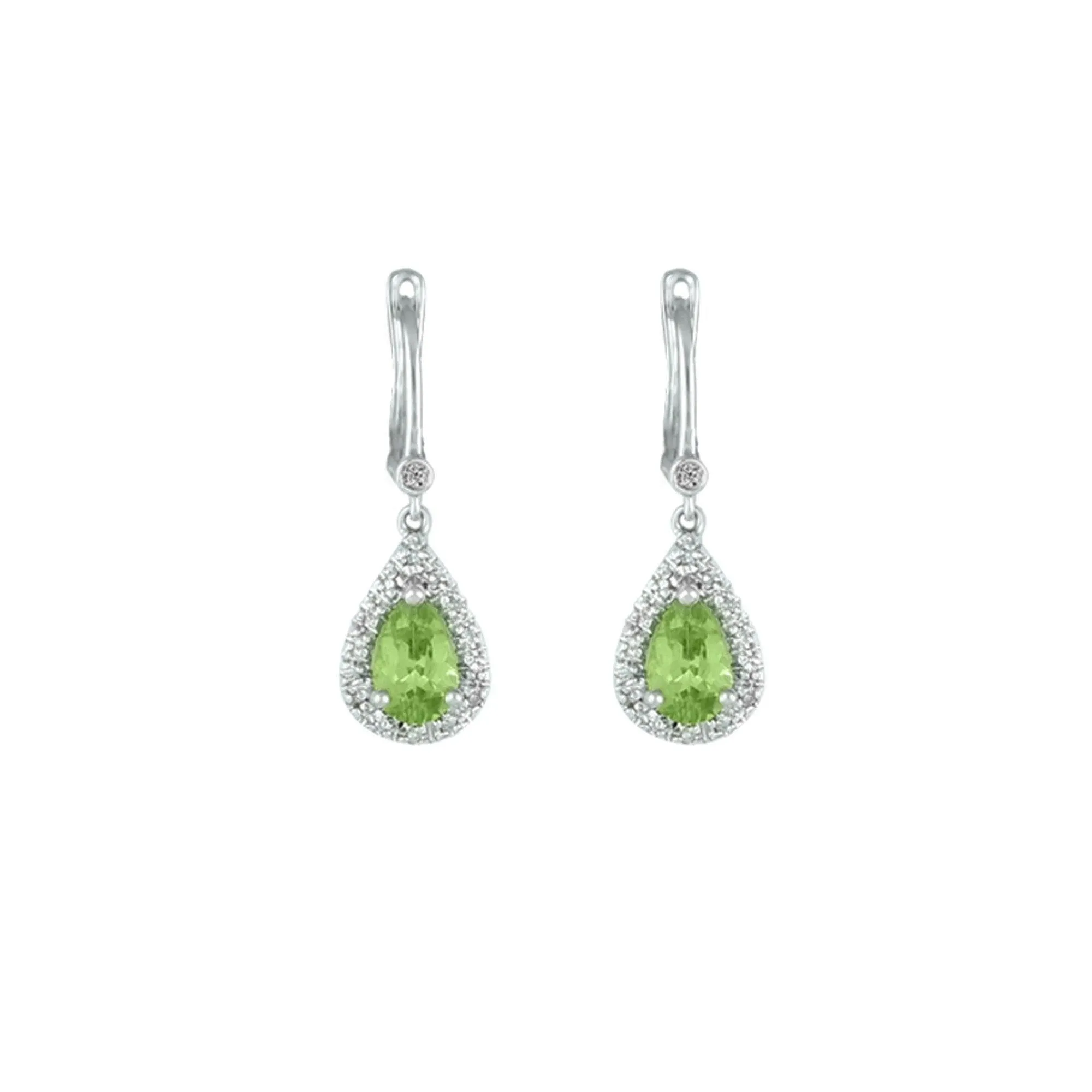 Peridot and Diamond Sterling Silver Earrings