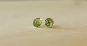 Peridot Bezel Gemstone, Med (Niobium or Titanium Post Earrings)