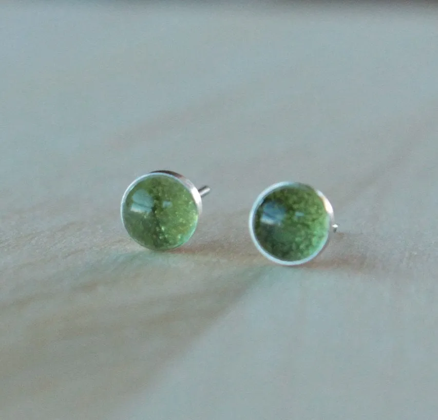 Peridot Bezel Gemstones, Large (Niobium or Titanium Post Earrings)
