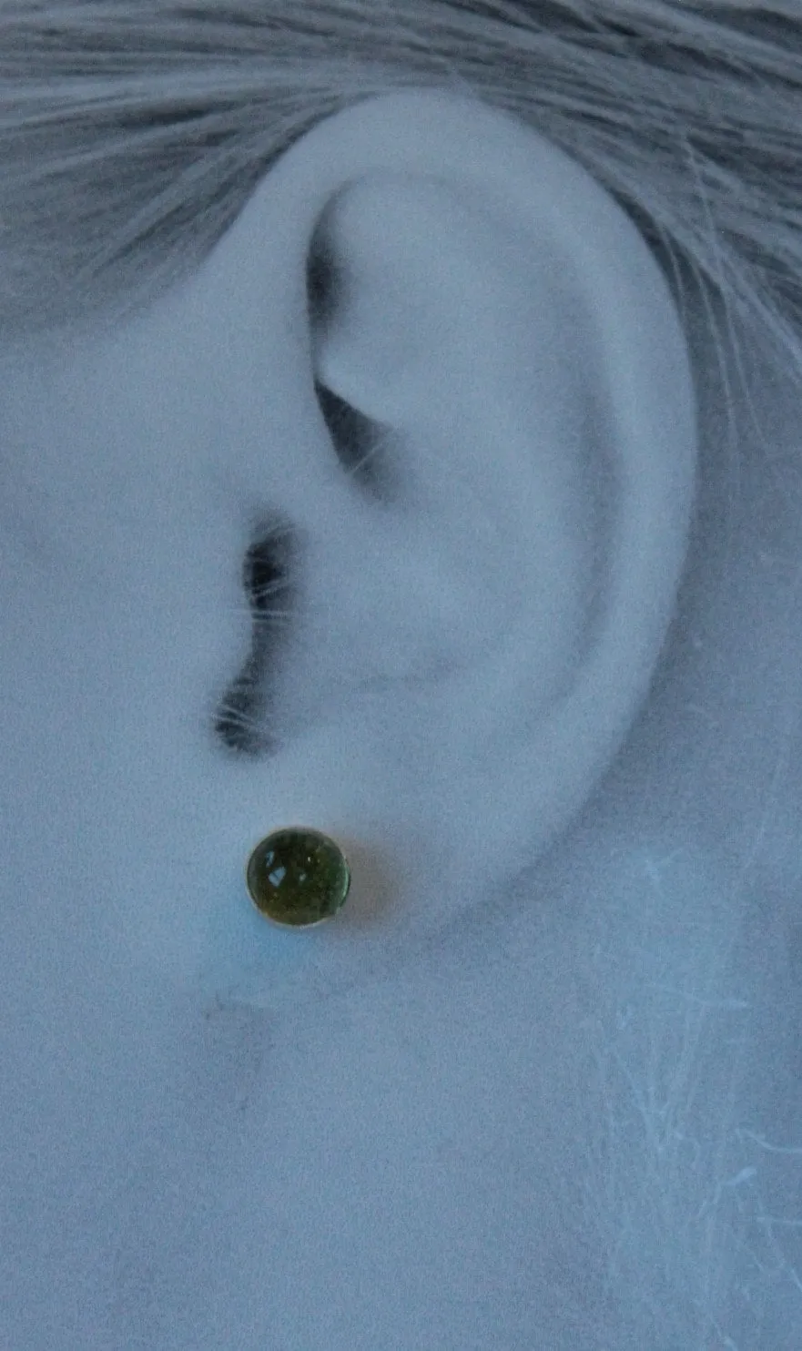 Peridot Bezel Gemstones, Large (Niobium or Titanium Post Earrings)