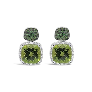 Peridot, Tsavorite & Diamond Earrings