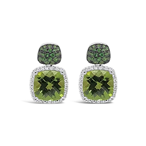 Peridot, Tsavorite & Diamond Earrings