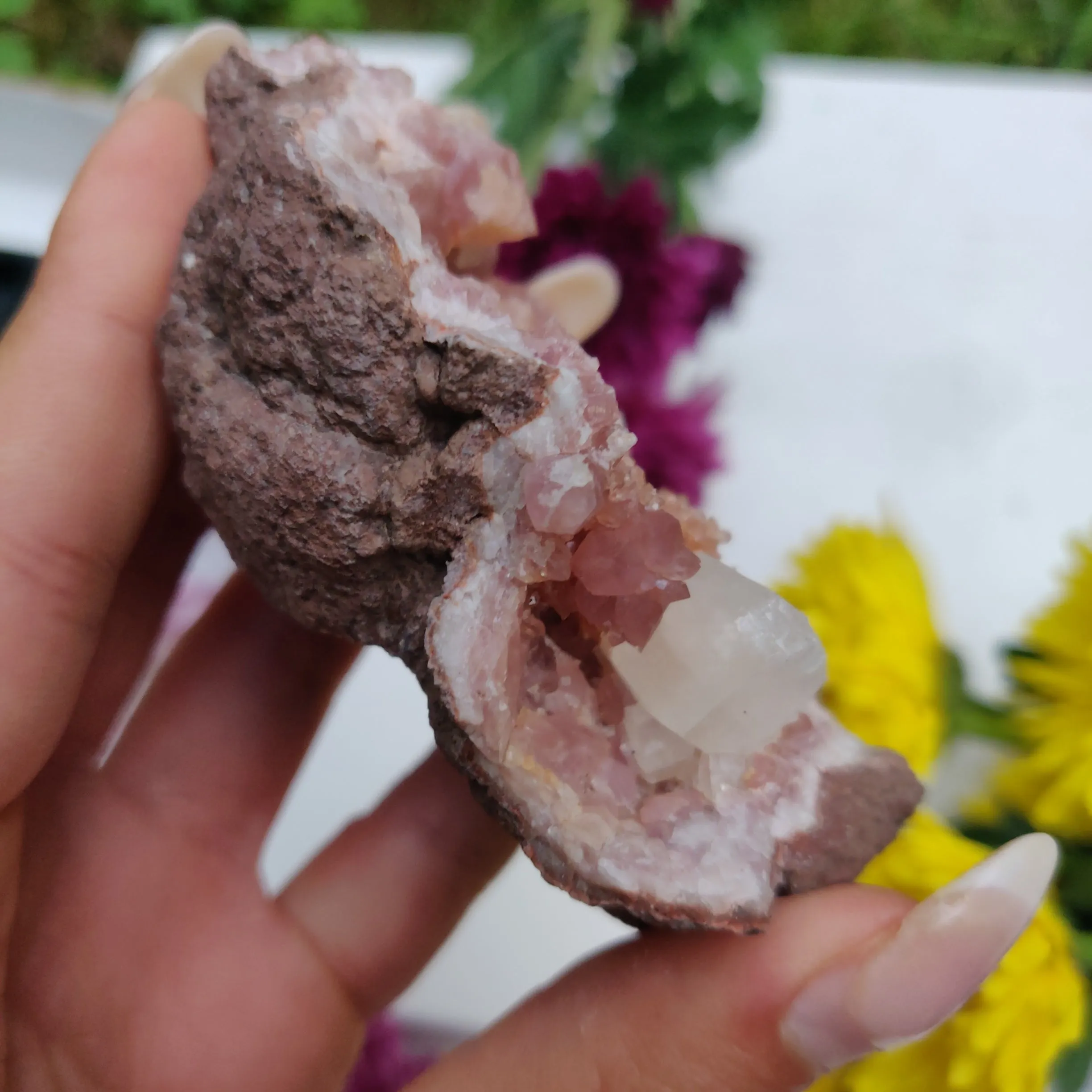 Pink Amethyst Geode with Fluorescent Calcite (#M3)