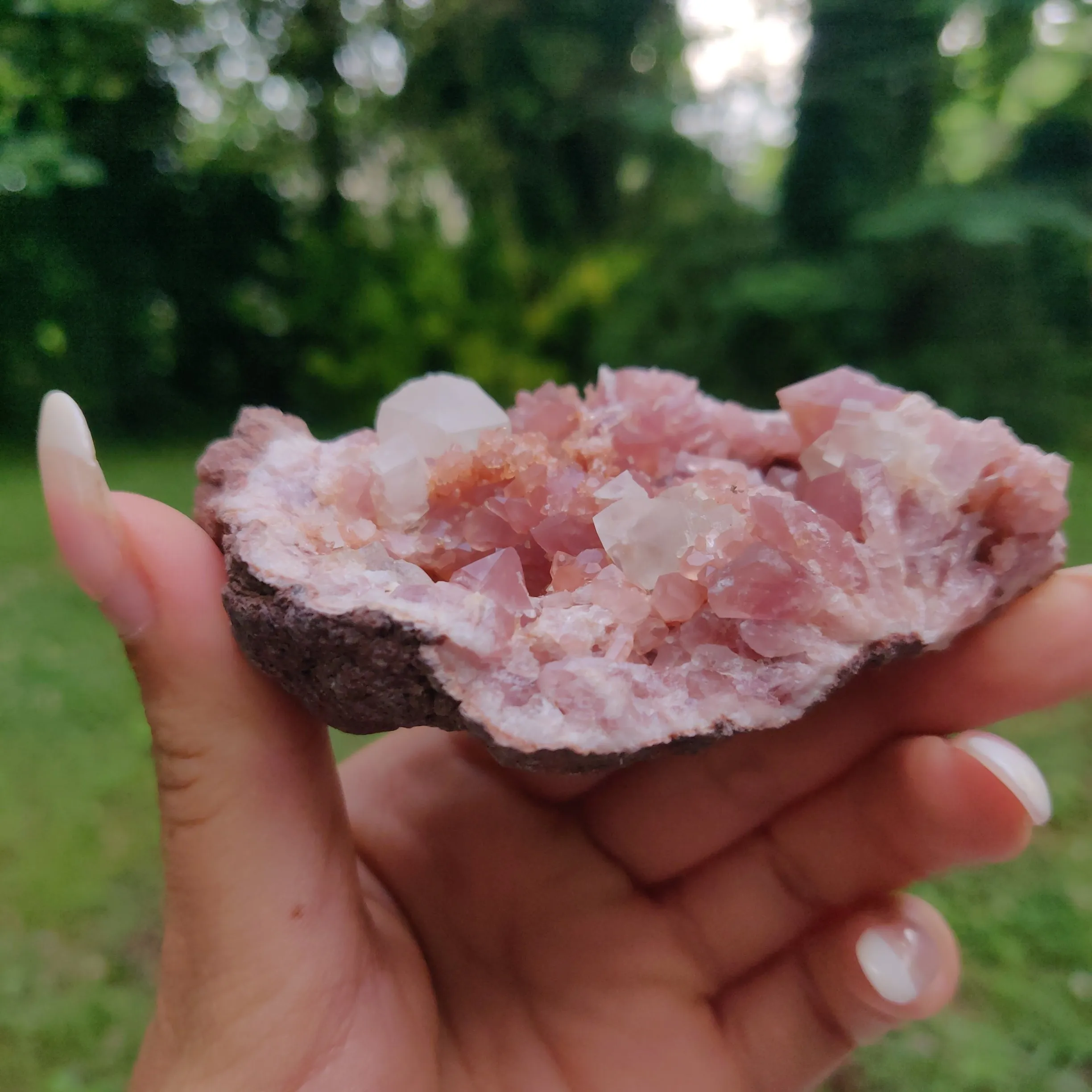 Pink Amethyst Geode with Fluorescent Calcite (#M3)