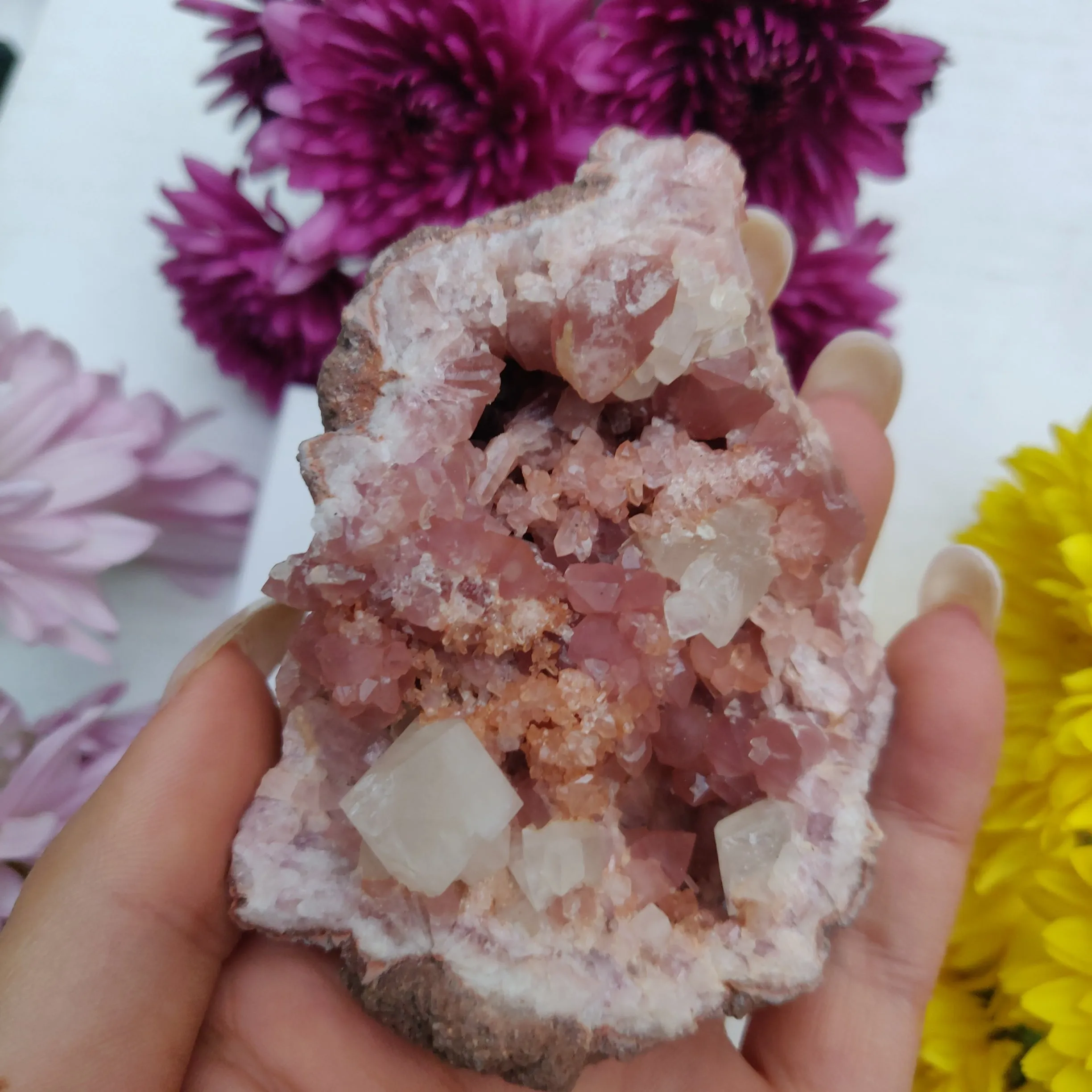 Pink Amethyst Geode with Fluorescent Calcite (#M3)