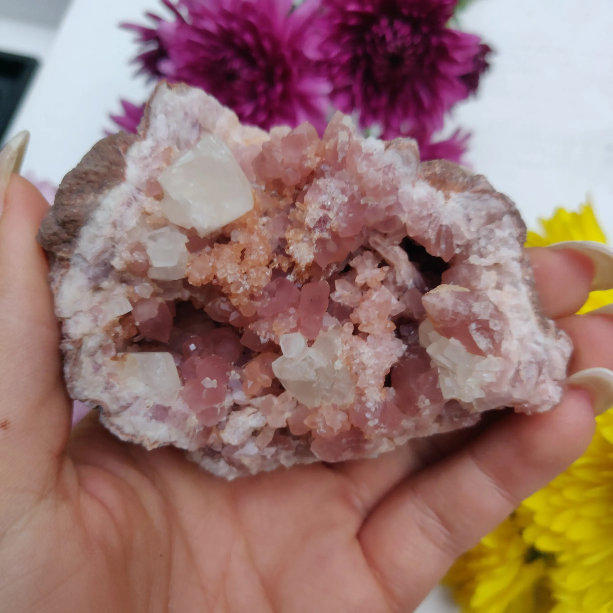 Pink Amethyst Geode with Fluorescent Calcite (#M3)