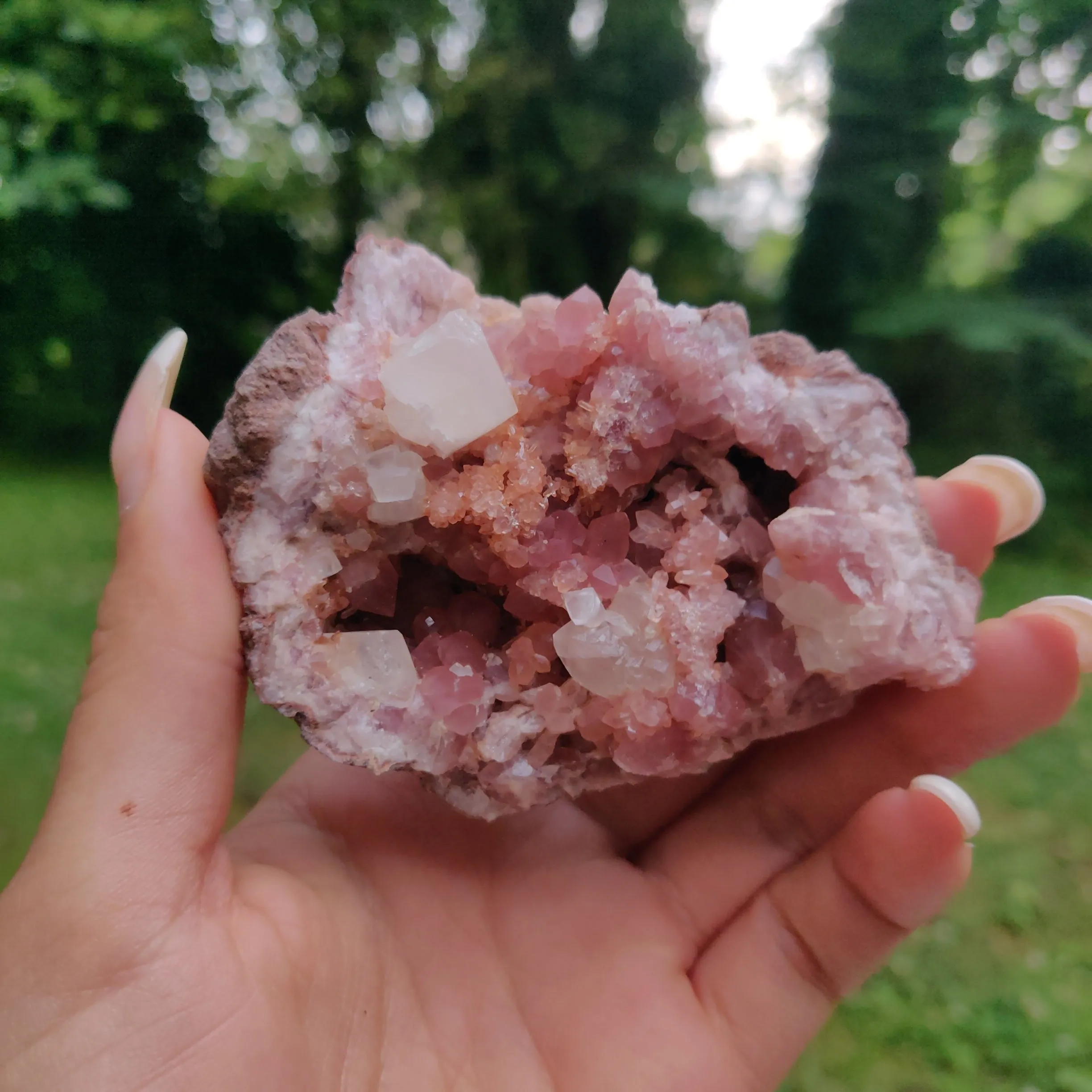 Pink Amethyst Geode with Fluorescent Calcite (#M3)