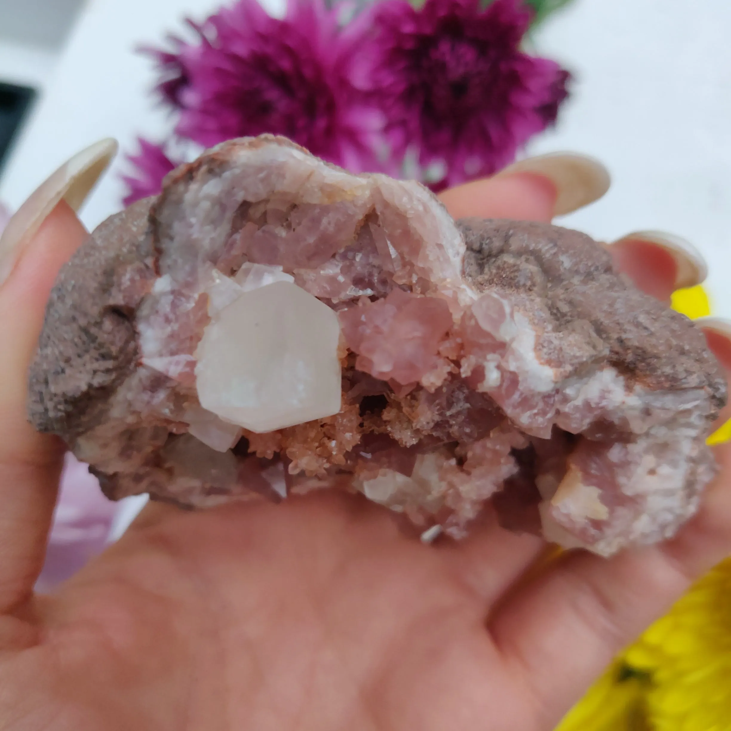 Pink Amethyst Geode with Fluorescent Calcite (#M3)