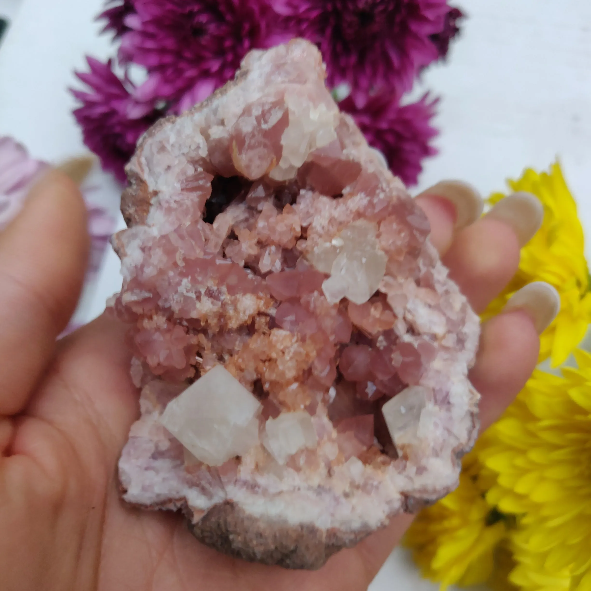 Pink Amethyst Geode with Fluorescent Calcite (#M3)