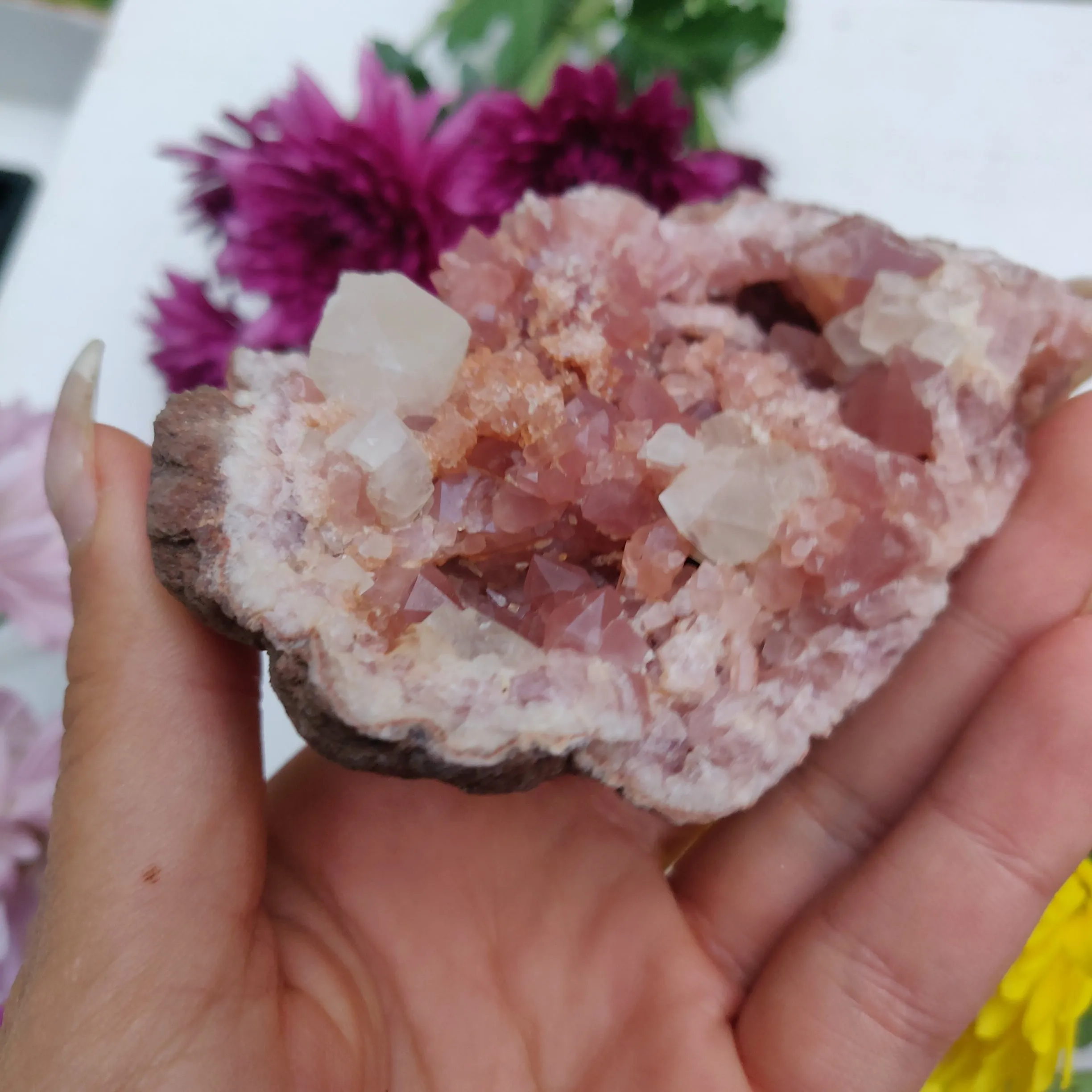 Pink Amethyst Geode with Fluorescent Calcite (#M3)