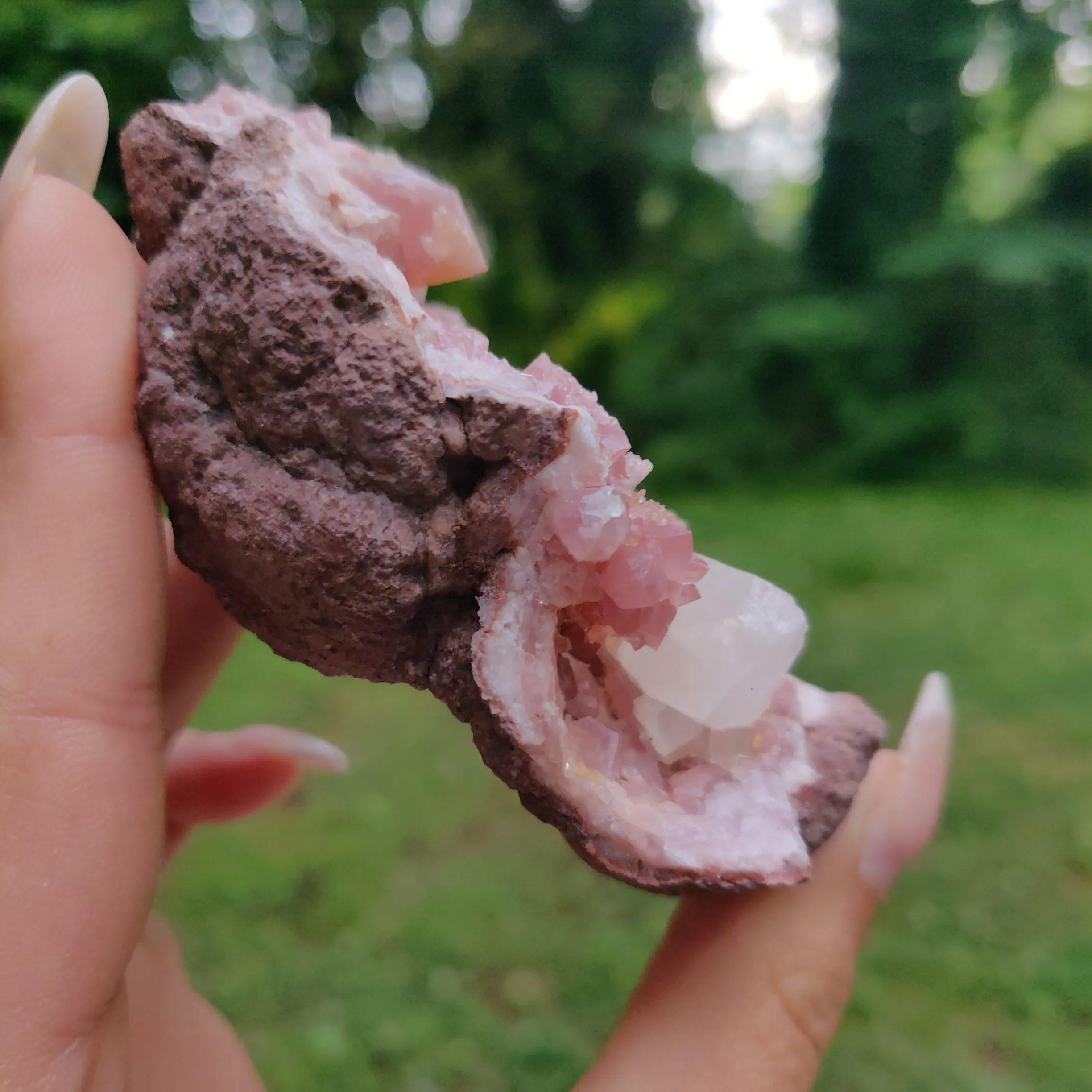 Pink Amethyst Geode with Fluorescent Calcite (#M3)