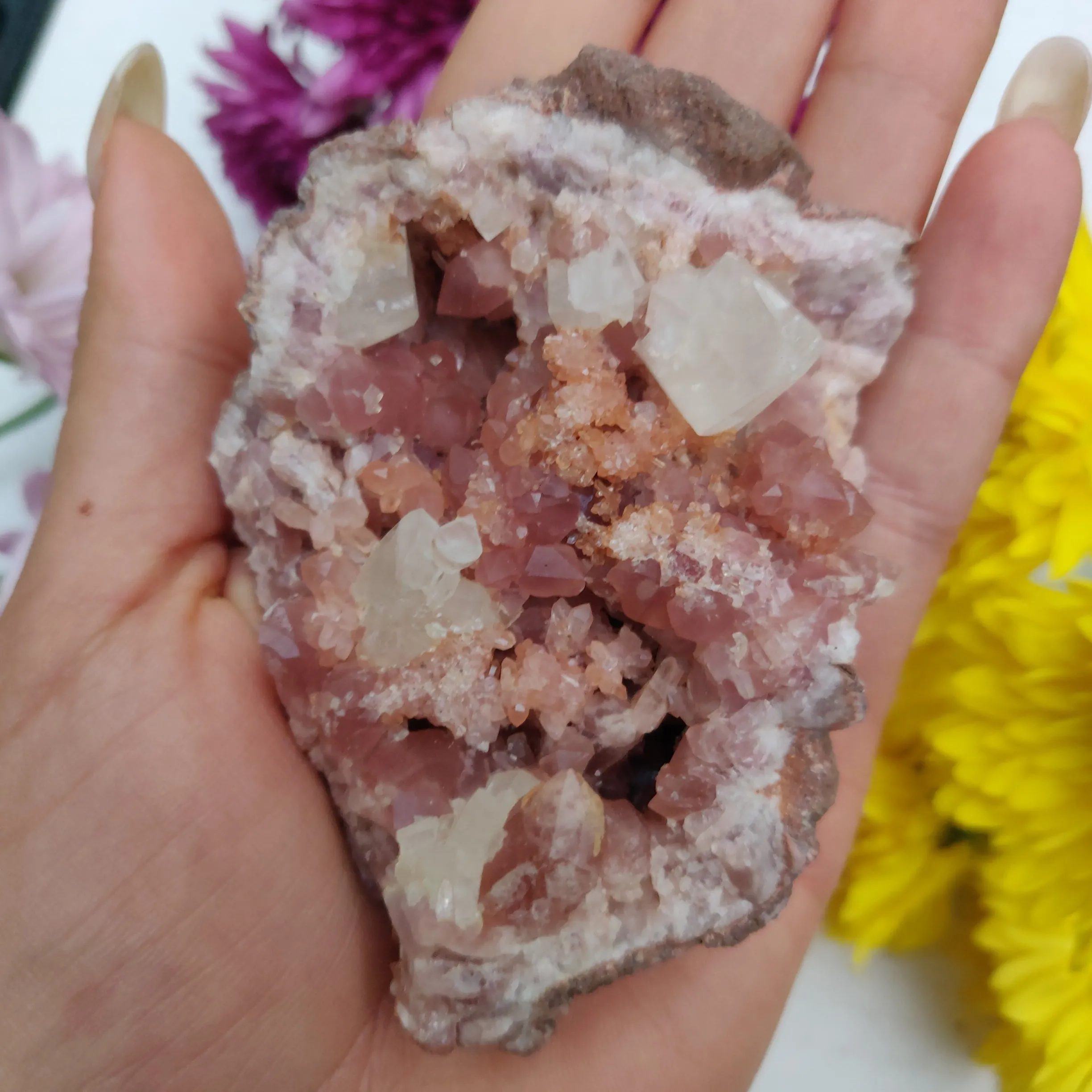 Pink Amethyst Geode with Fluorescent Calcite (#M3)