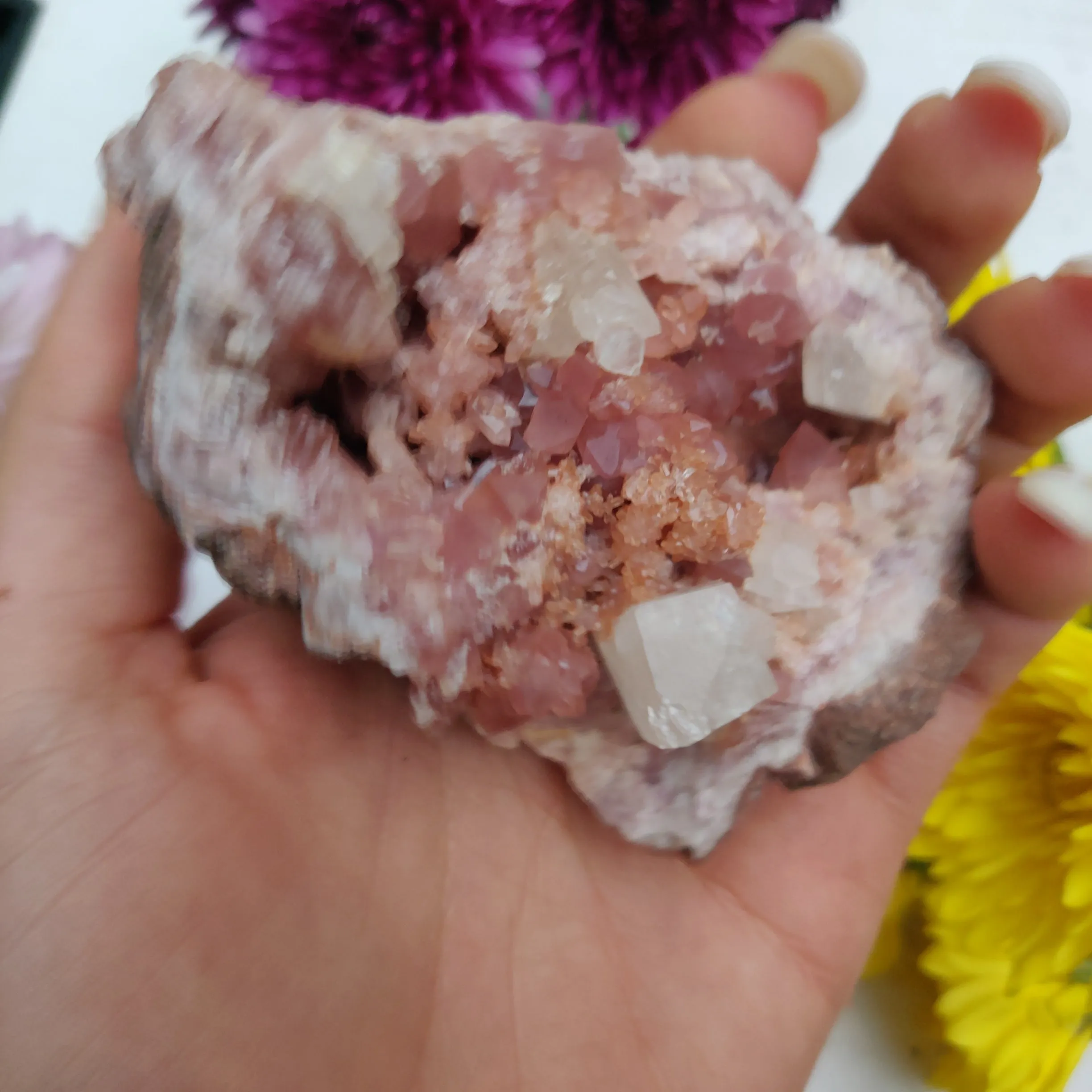 Pink Amethyst Geode with Fluorescent Calcite (#M3)