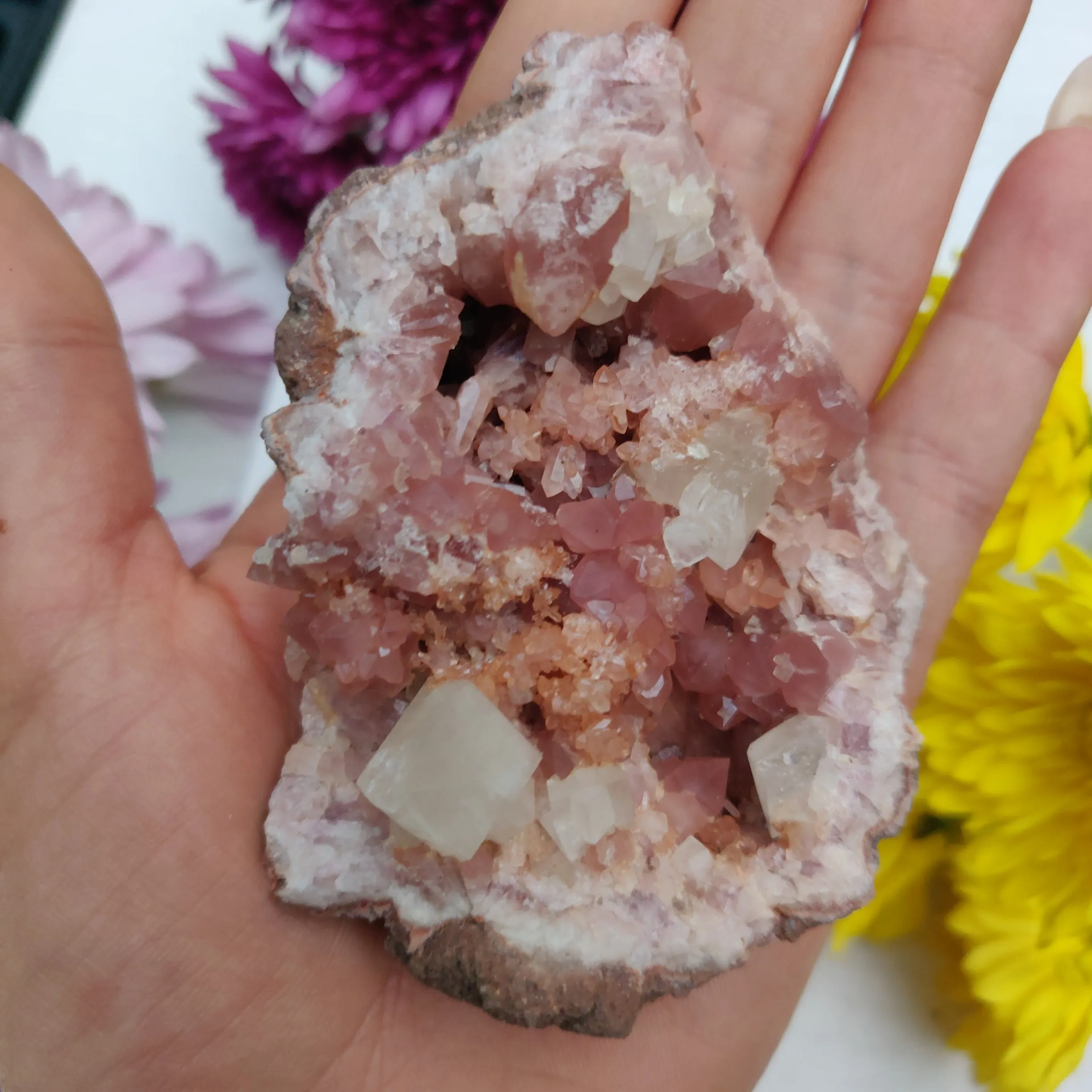 Pink Amethyst Geode with Fluorescent Calcite (#M3)