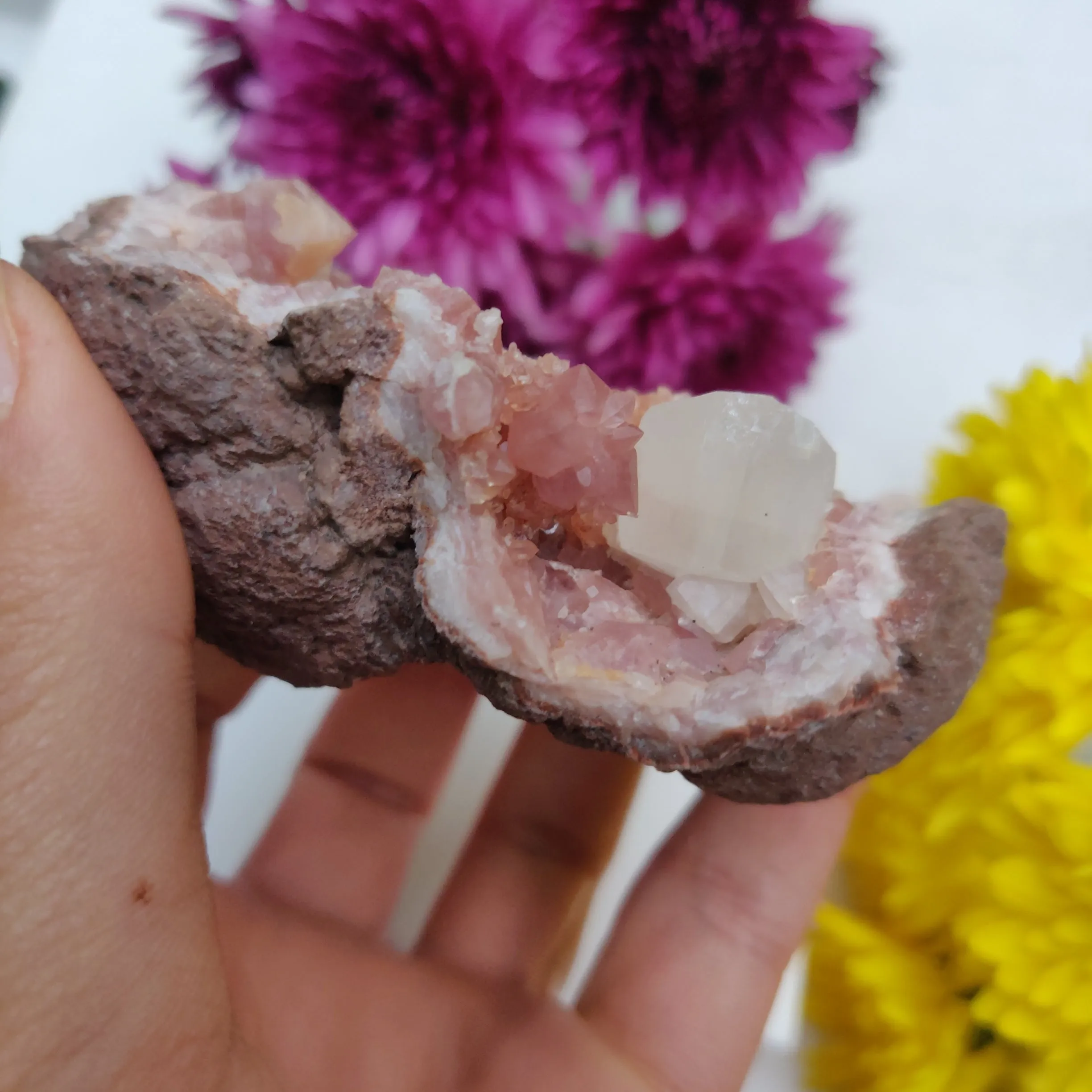 Pink Amethyst Geode with Fluorescent Calcite (#M3)