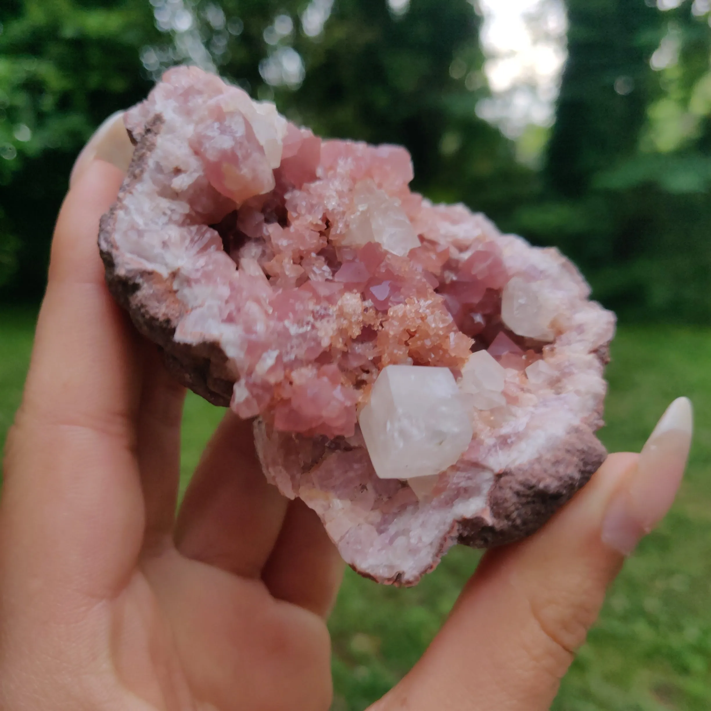 Pink Amethyst Geode with Fluorescent Calcite (#M3)