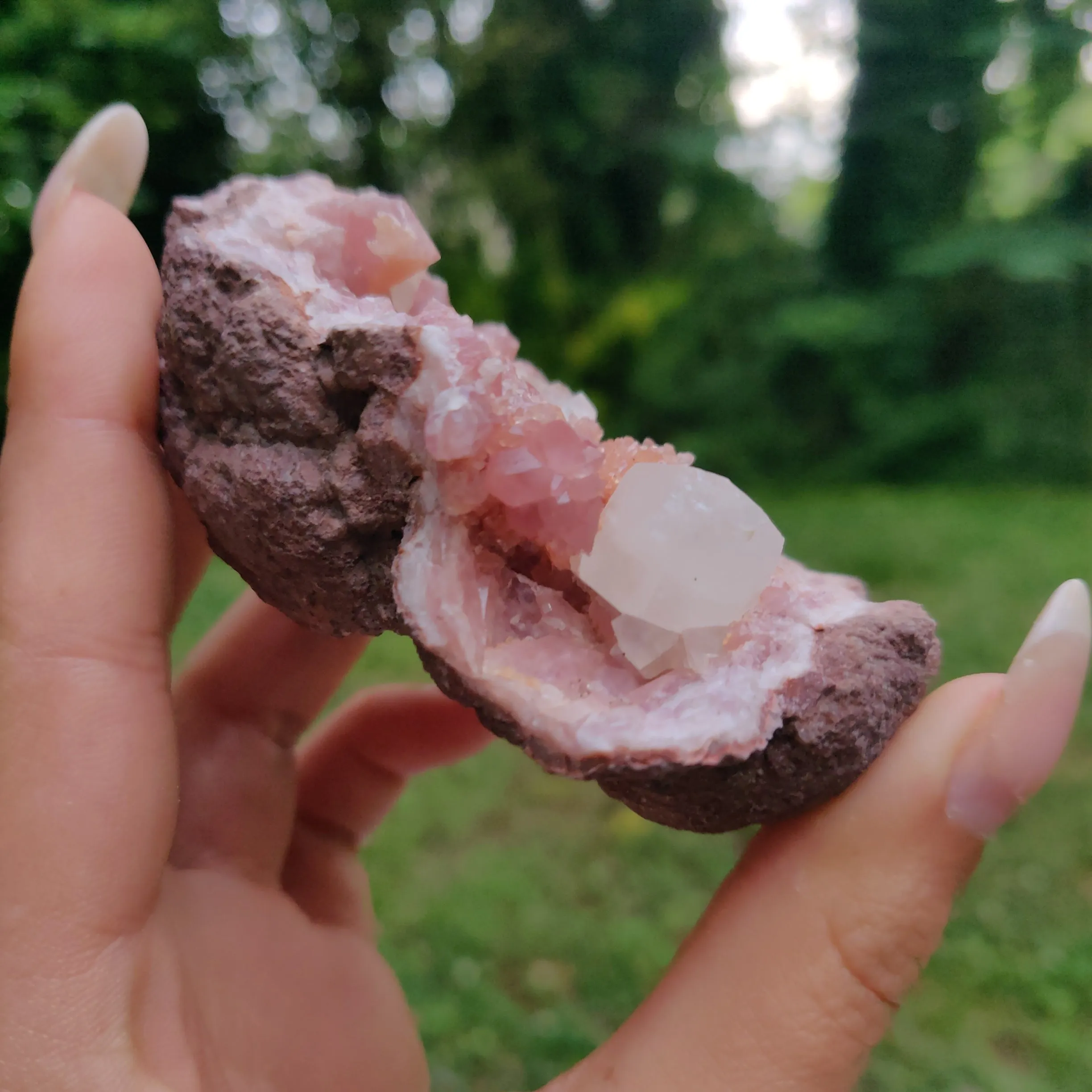 Pink Amethyst Geode with Fluorescent Calcite (#M3)