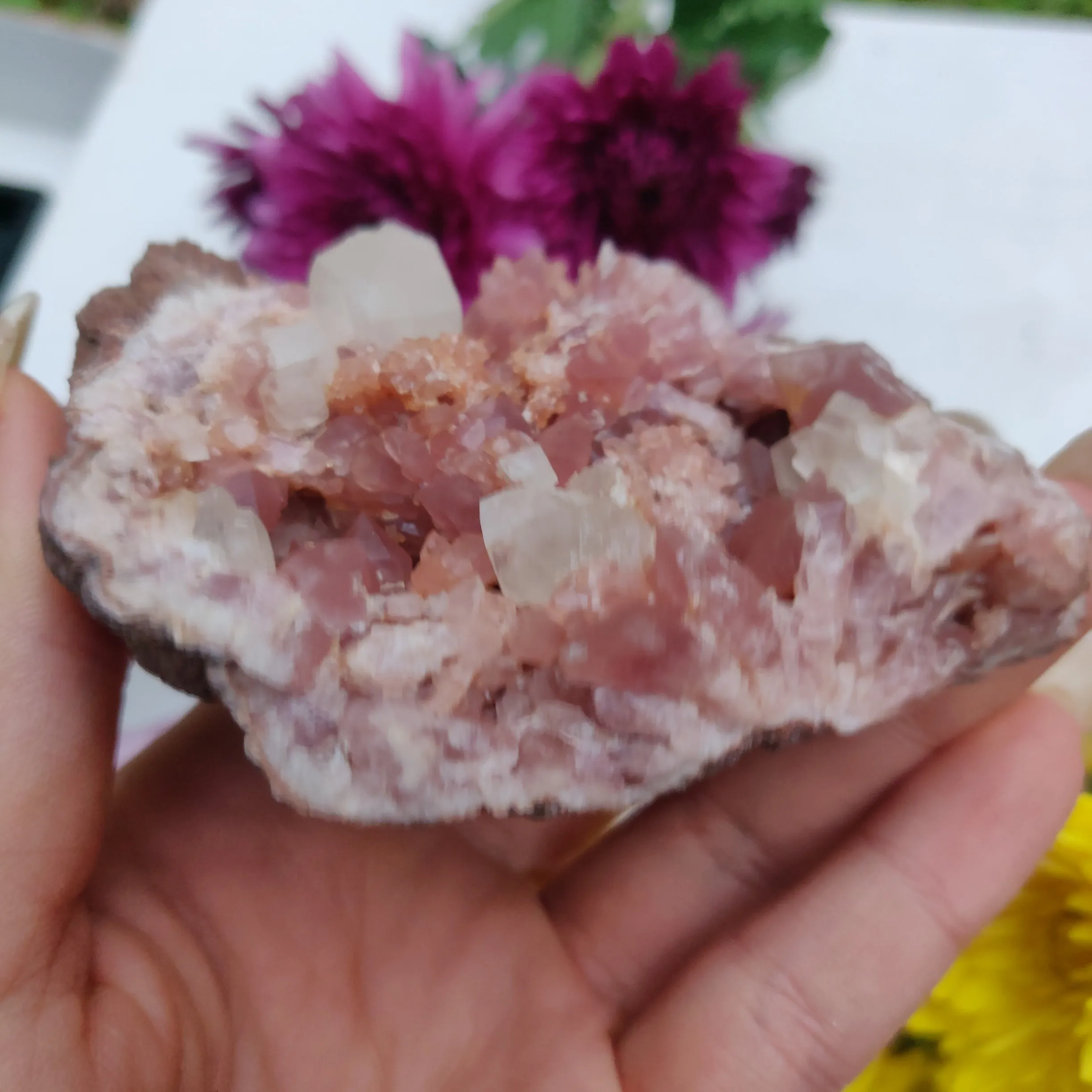 Pink Amethyst Geode with Fluorescent Calcite (#M3)