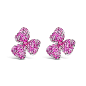 Pink Sapphire Flower Earrings