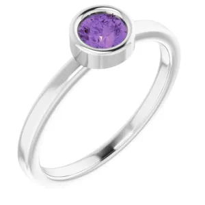 Platinum 4.5 mm Natural Amethyst Ring