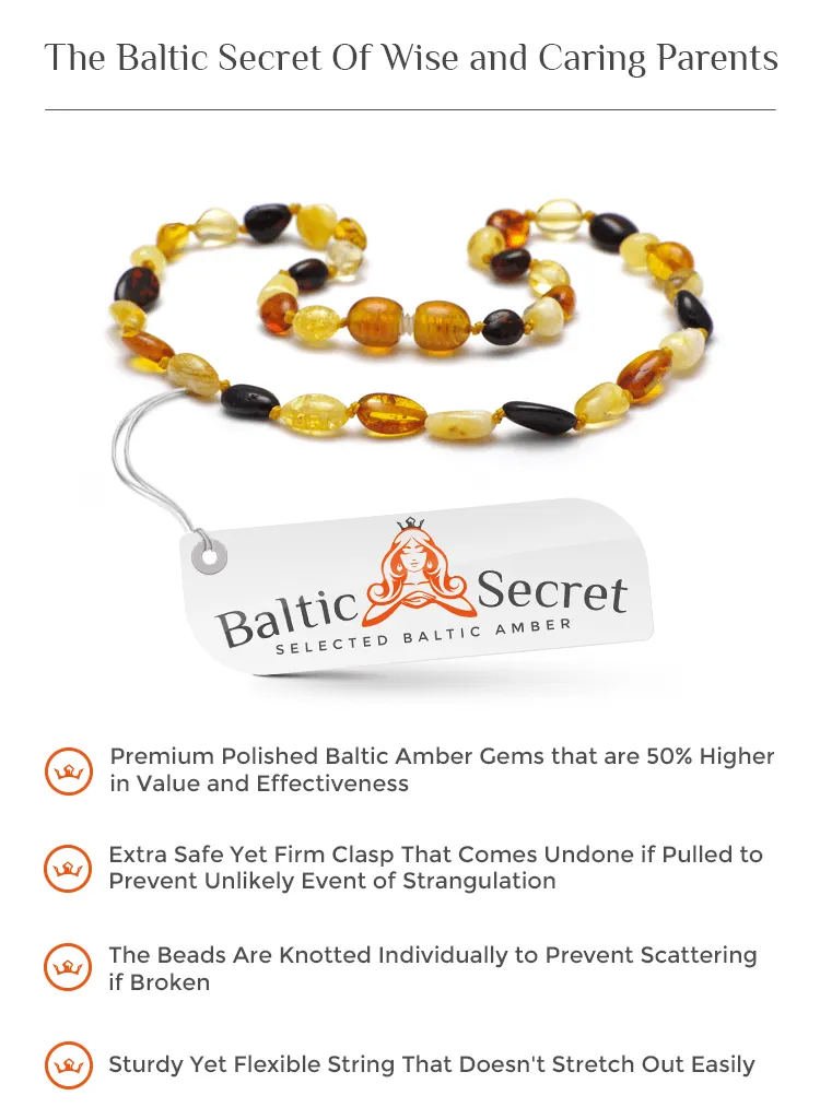 Premium Baltic Amber Necklace & Bracelet For Children / Extra Safe / MLT.P.BN