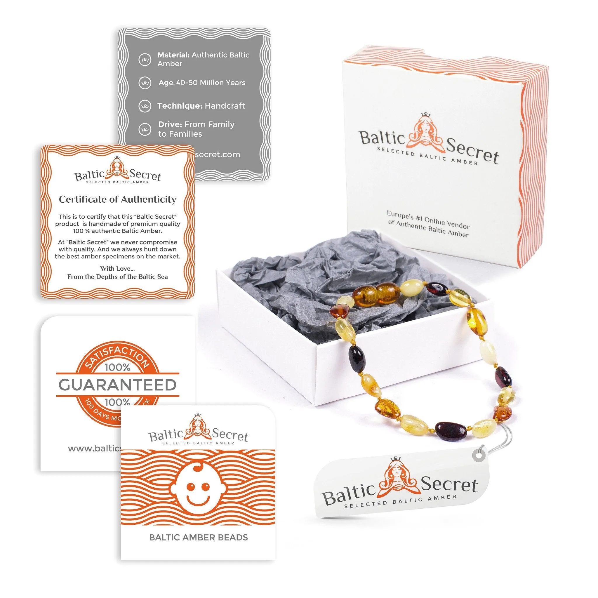 Premium Baltic Amber Necklace & Bracelet For Children / Extra Safe / MLT.P.BN