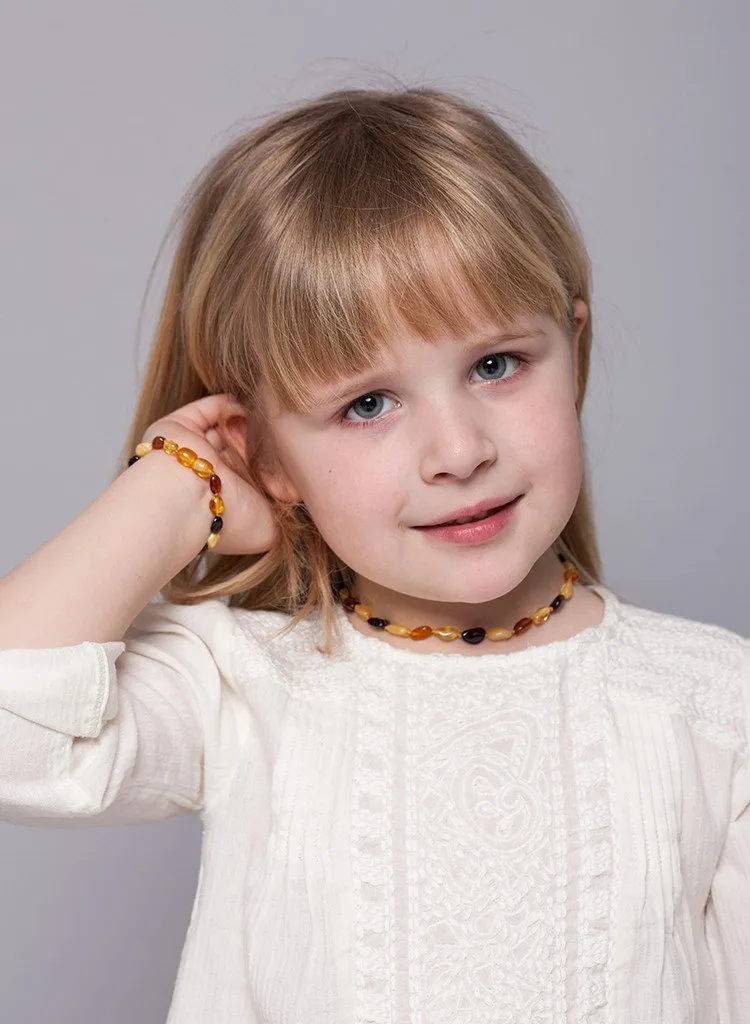 Premium Baltic Amber Necklace & Bracelet For Children / Extra Safe / MLT.P.BN