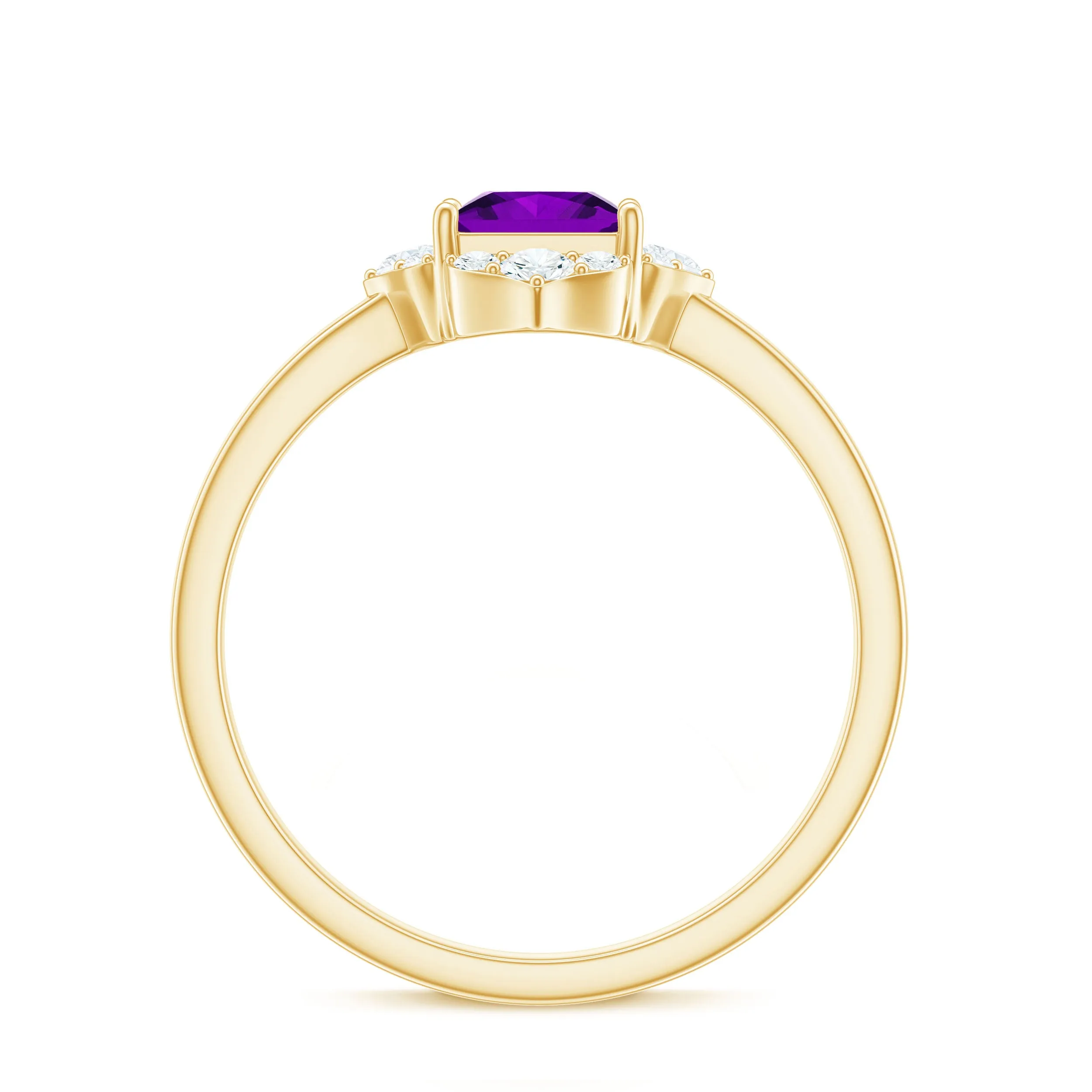 Princess Cut Amethyst and Diamond Flower Halo Ring