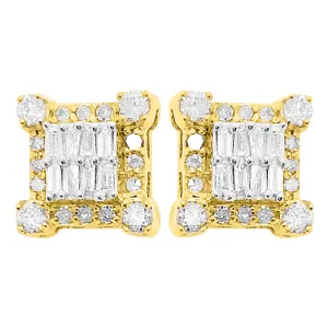 Prong Box Baguette Diamond Earrings .37cttw 10K Yellow Gold