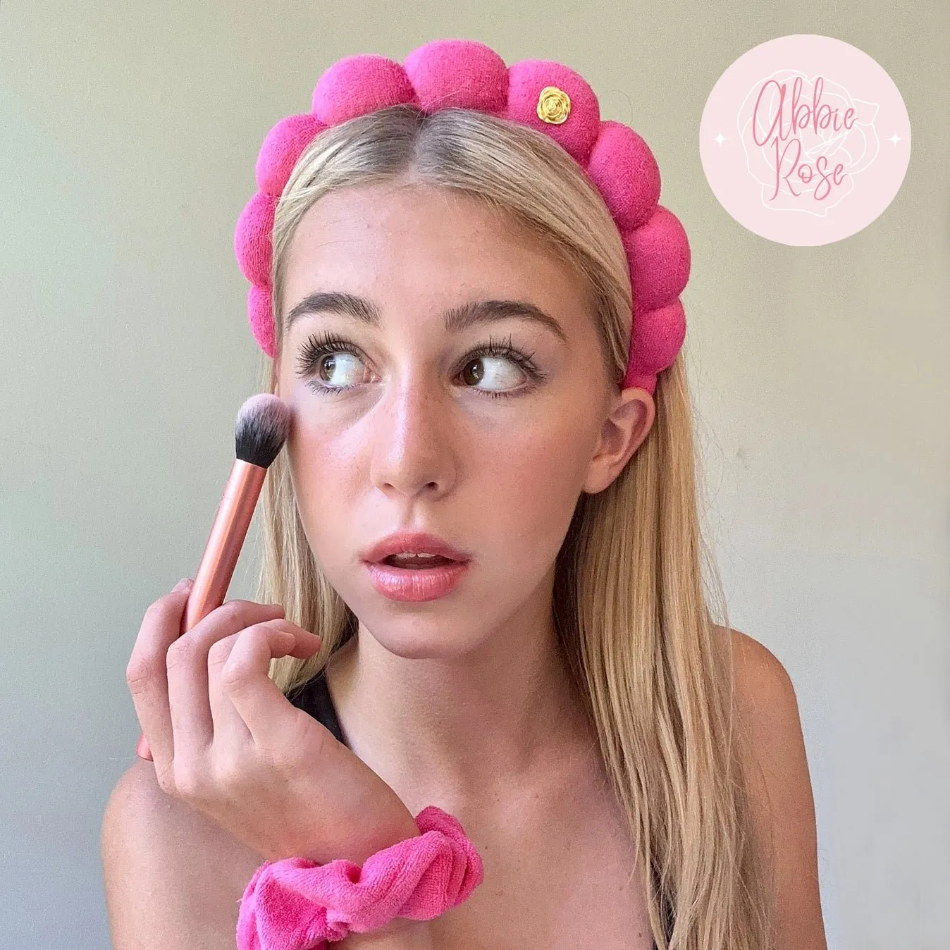 Puffy Terry Cloth Padded Spa Headband with Scrunchies-Hot Pink
