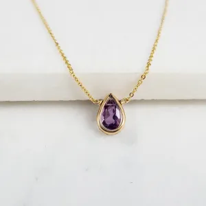 Purple Amethyst Pear Briolette Pendant Necklace