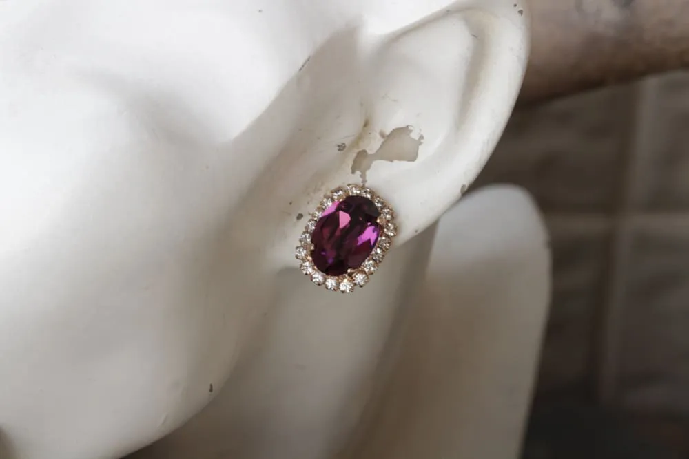 PURPLE OVAL EARRINGS