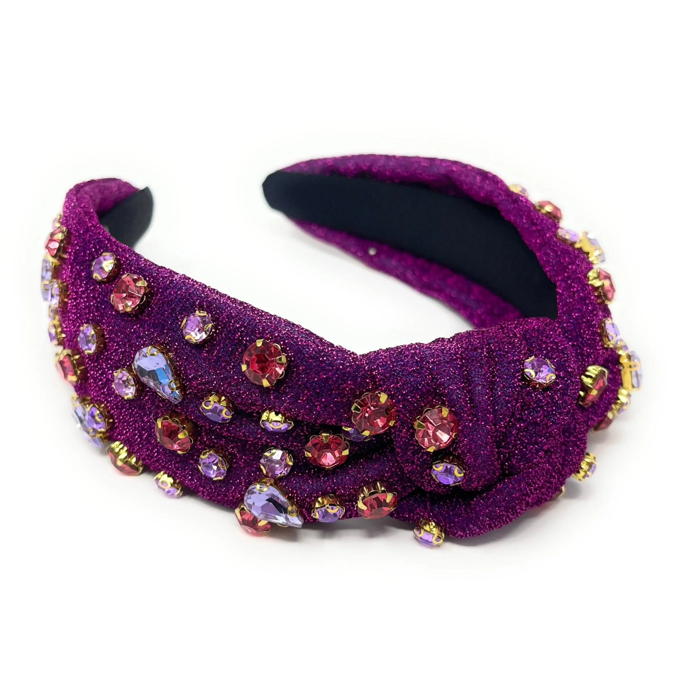 Purple Shimmer Jeweled Knot Headband
