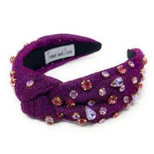 Purple Shimmer Jeweled Knot Headband