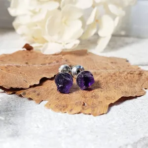 Raw Amethyst stud earrings