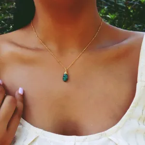 Raw Emerald Drop Necklace