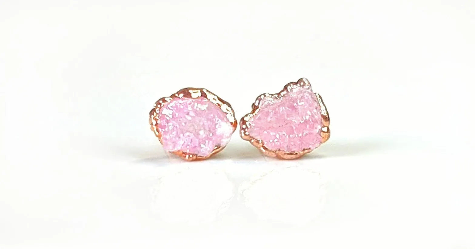 Raw Rose Quartz stud earrings