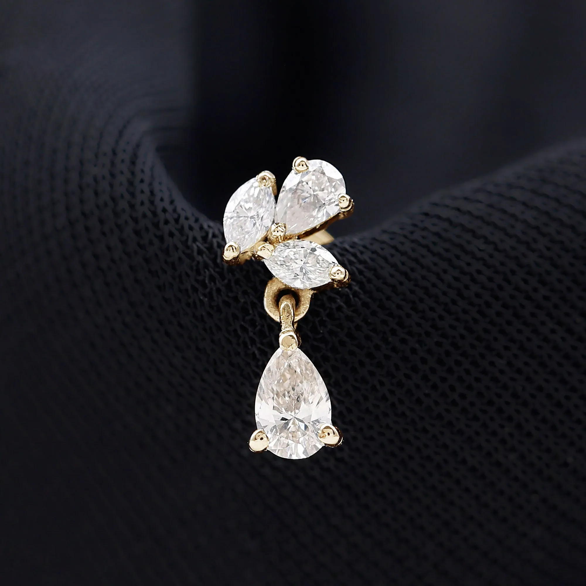Real Diamond Teardrop Cartilage Earring