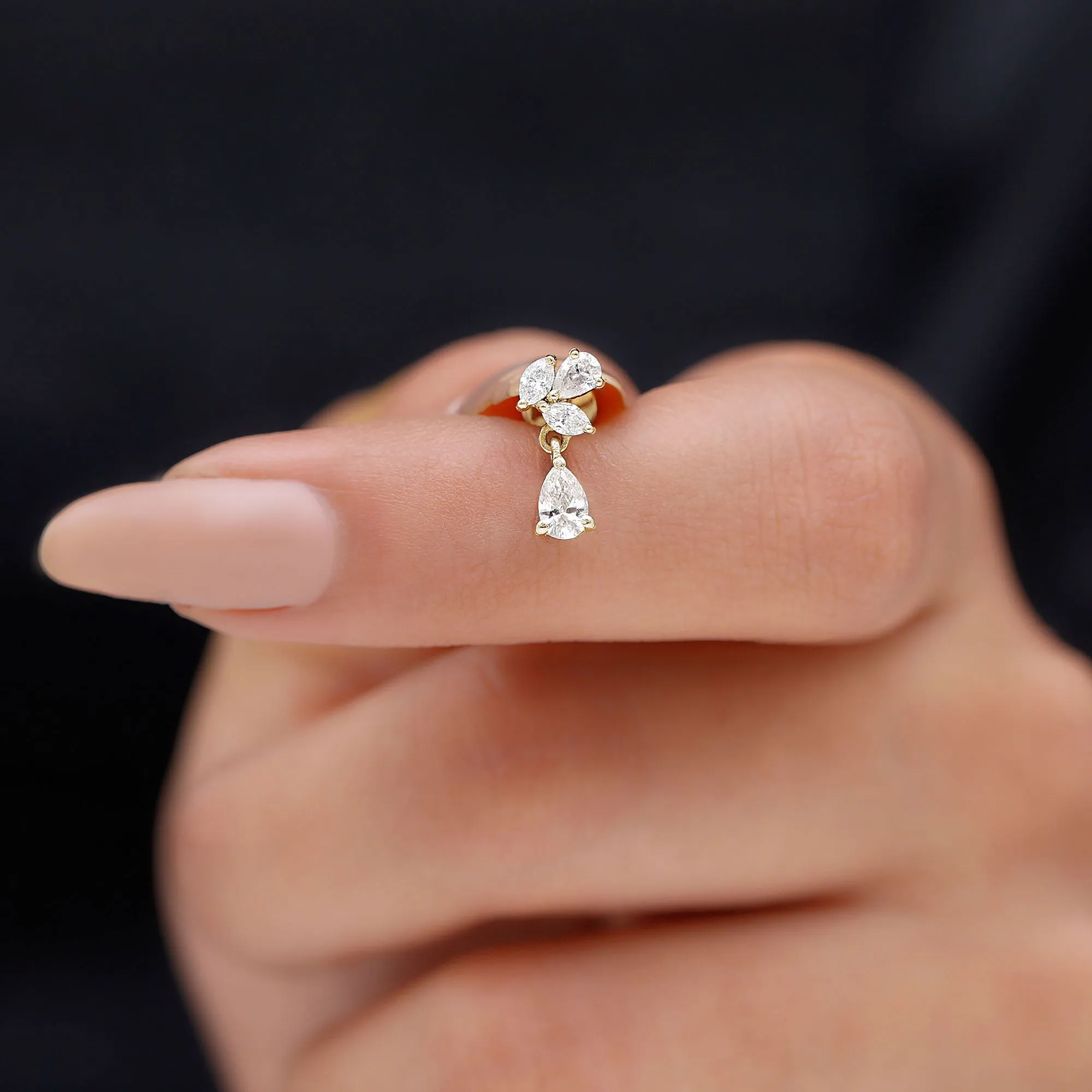 Real Diamond Teardrop Cartilage Earring