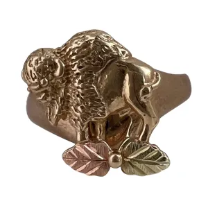 reimagined V I N T A G E // grandma's buffalo / 10k tricolor gold buffalo conversion ring / size 8