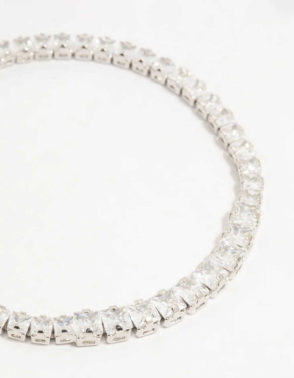 Rhodium Plated Cubic Zirconia Graduating Square Tennis Bracelet