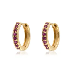 Riya, Ruby Huggies, 14K Yellow Gold