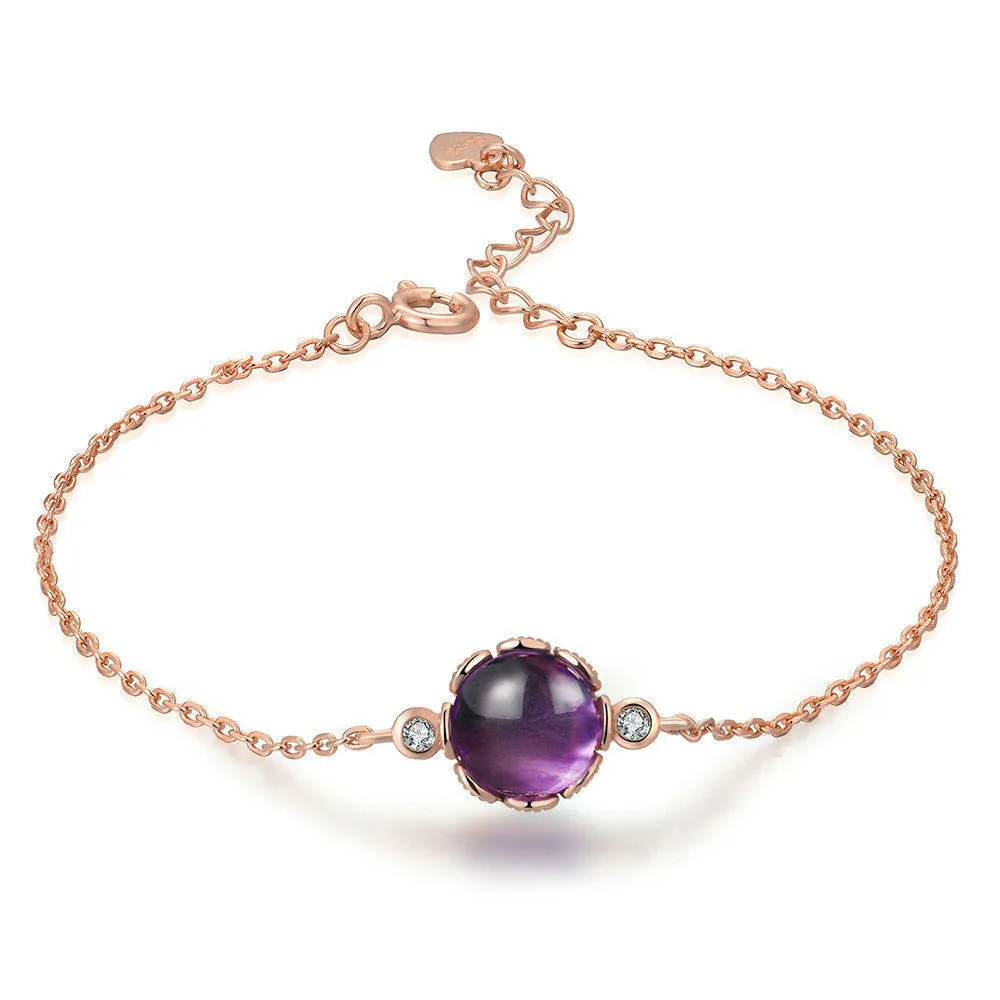 Rose Gold Bracelet Women Imitation Natural Amethyst Streamer