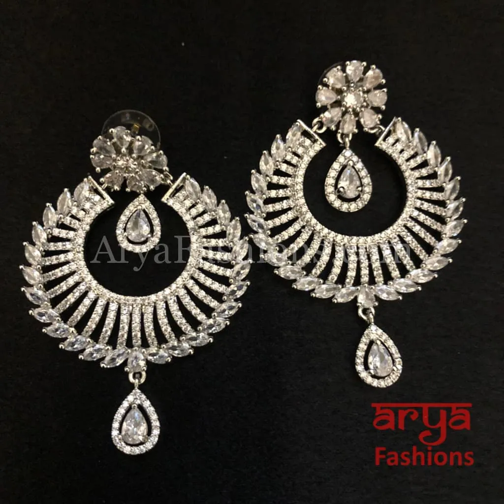 Rose Gold Statement Earrings/ CZ Indian Jewelry
