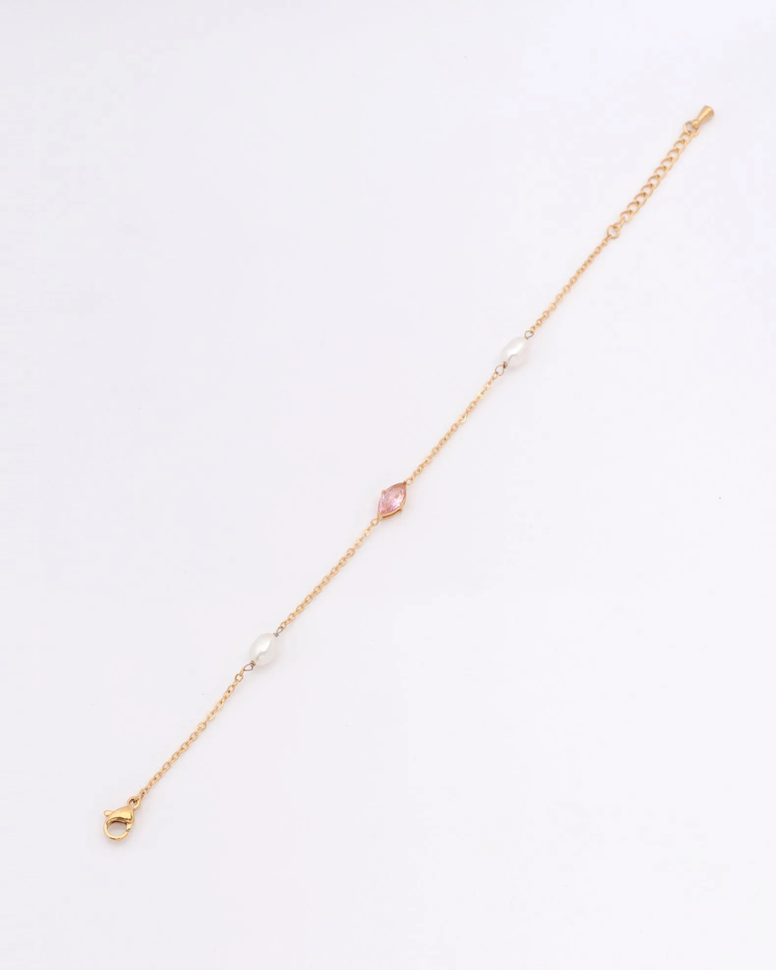 Rose Pink Zirconia and Pearl Bracelet