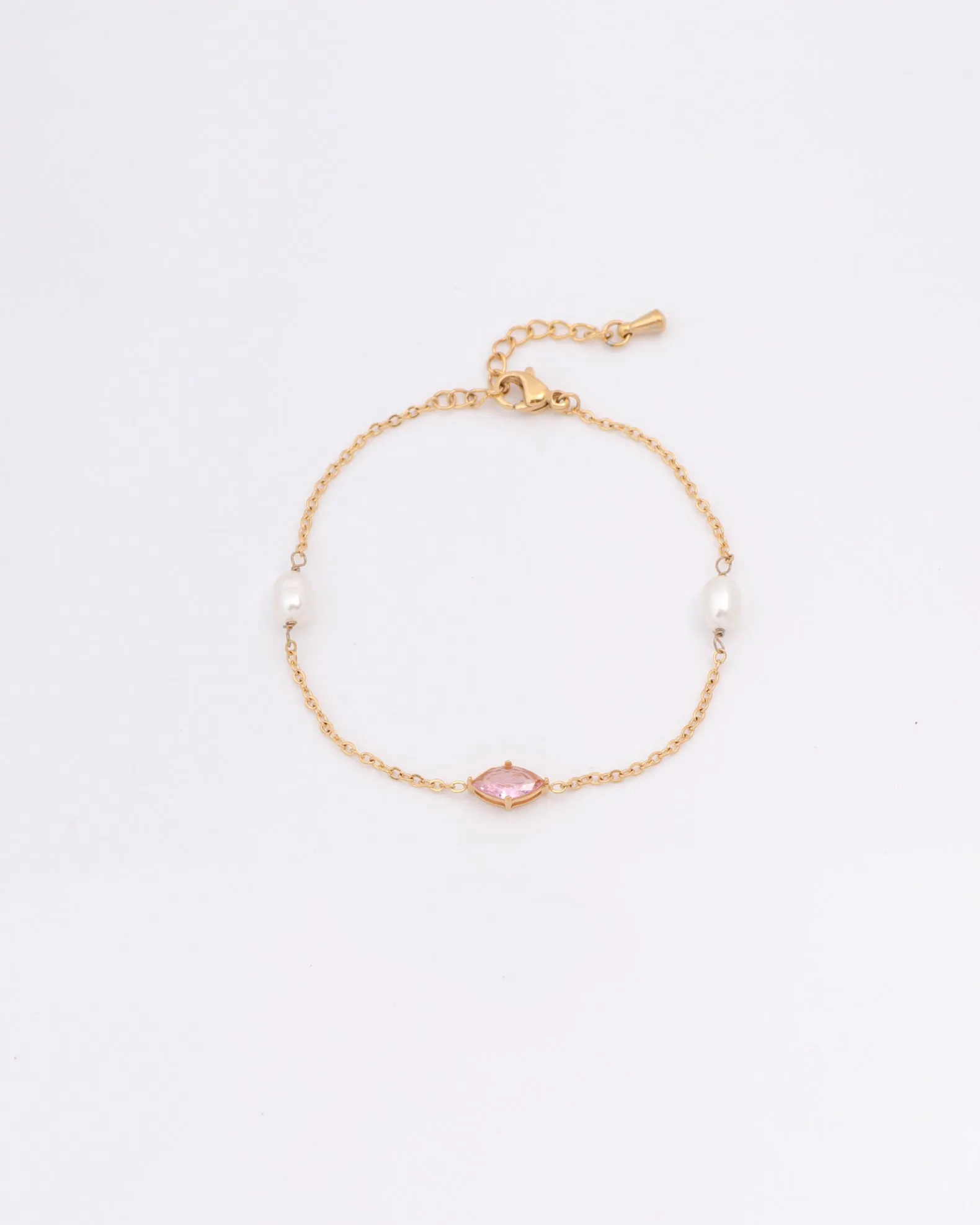 Rose Pink Zirconia and Pearl Bracelet