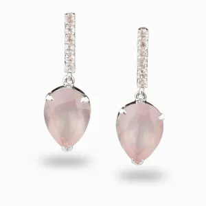Rose Quartz & White Topaz Drop Earrings