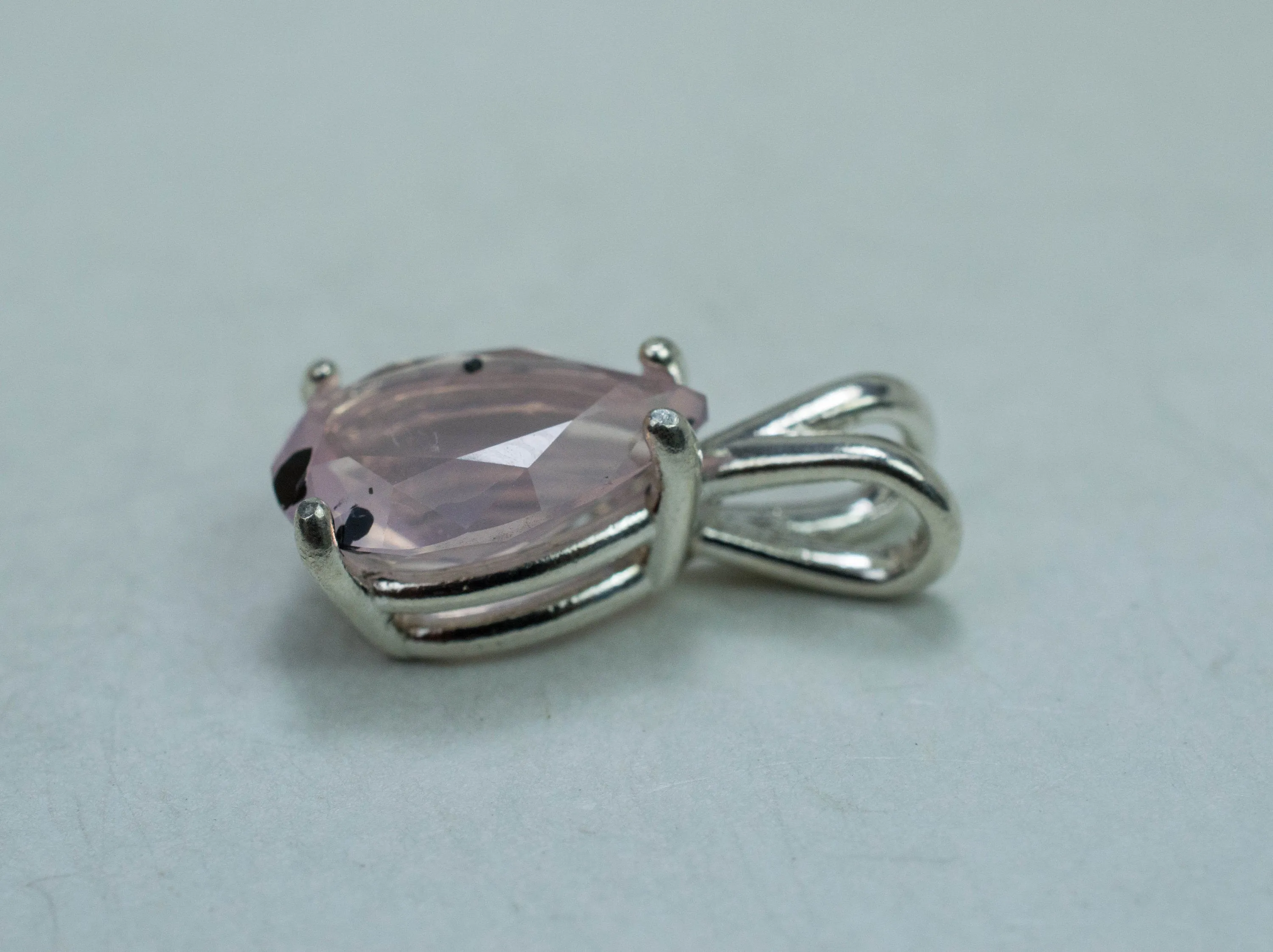 Rose Quartz Pendant; Natural Untreated Tanzania Diopside Included Rose Quartz; 2.675cts