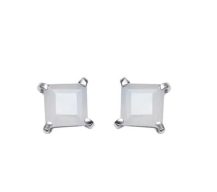 Rose Quartz Symi Square Stud Earrings